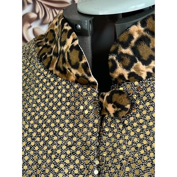 leopard print sequin Flames wild stage performance rock n roll Jacket Coat - Picture 4 of 10